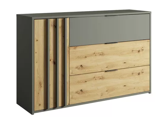Chambre compléte design IZO : Armoire, lit 160x200, commode, chevets, chêne/gris anthracite