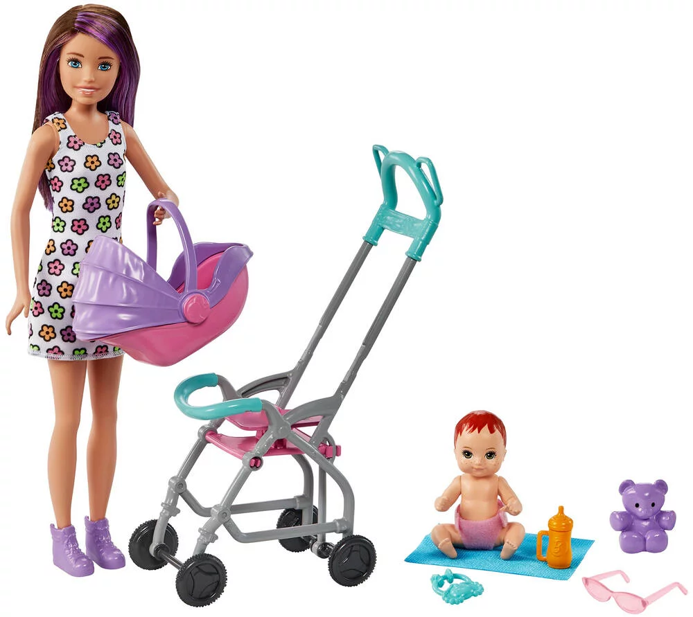 BARBIE-COFFRET SKIPPER BABY-SITTER POUSSETTE AVEC POUPEE