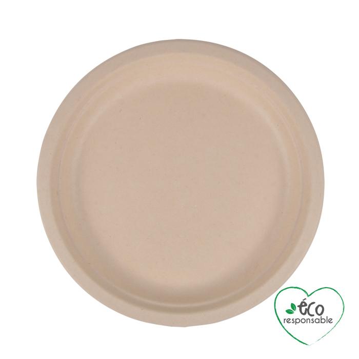 SET 12 ASSIETTES RONDES CANNE A SUCRE 22CM NATUREL