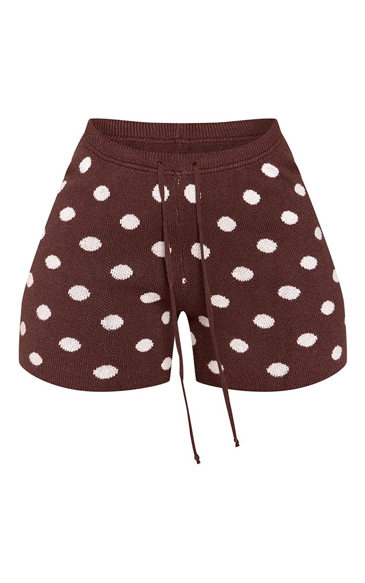 Crème Short En Maille À Pois Ajusté