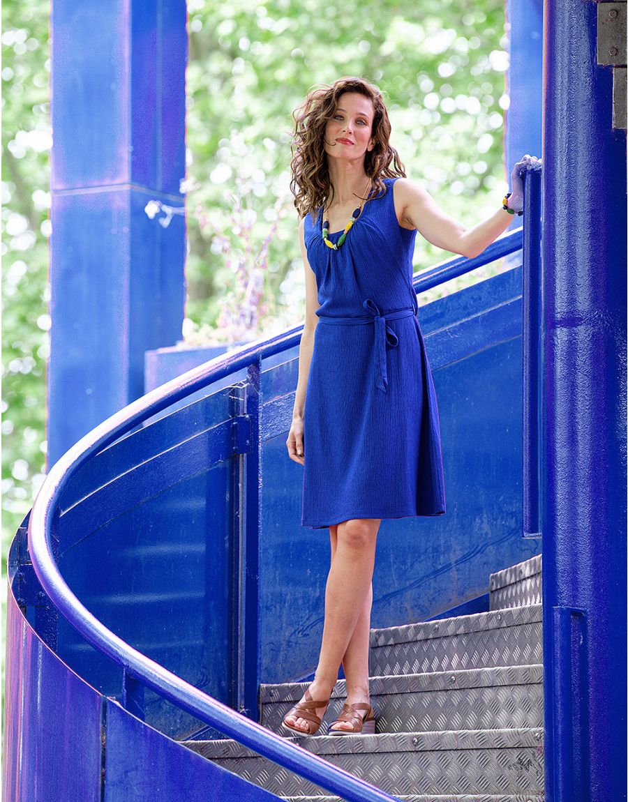 Robe crépon marine