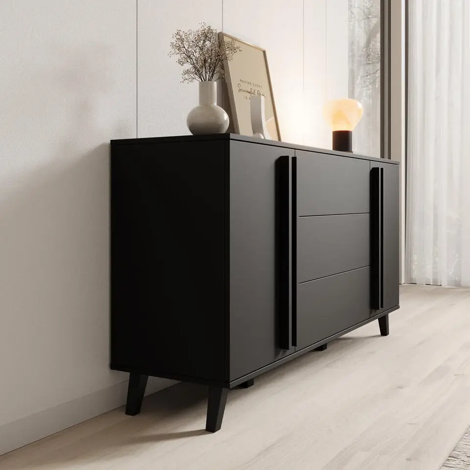 Meubella - Hydra - Dressoir - Zwart - 150x40x78 cm