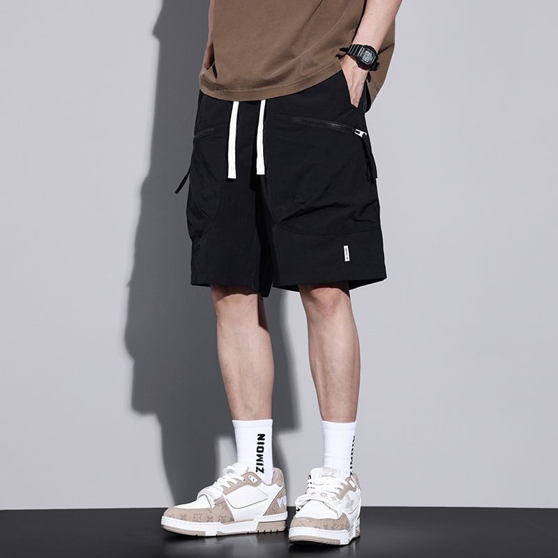 Denimic - Mid Rise Plain Cargo Shorts