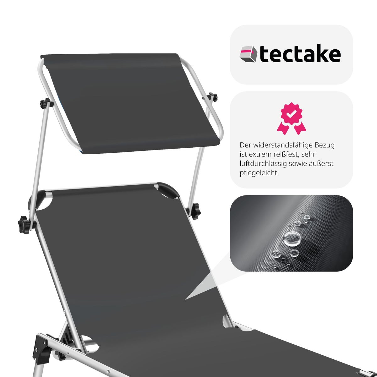 tectake Aurelie opvouwbare ligstoel 217 x 60,5 x 72 cm