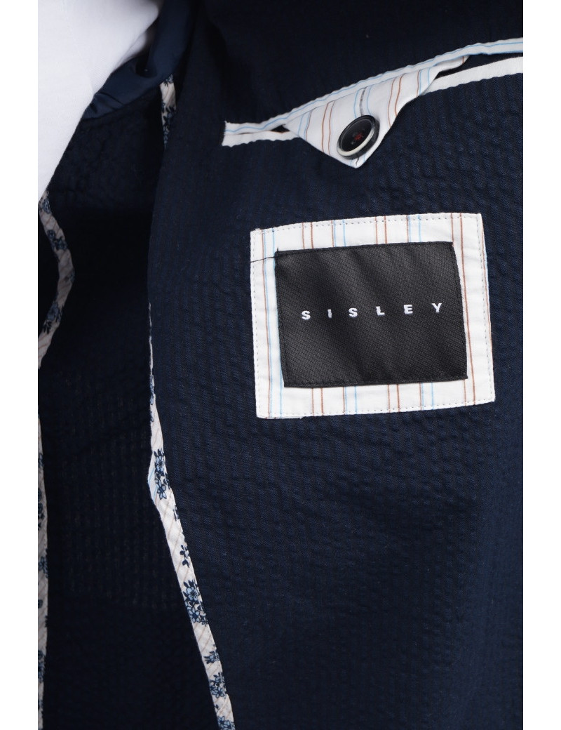 SISLEY VESTE BLAZER GAUFRÉE MARINE