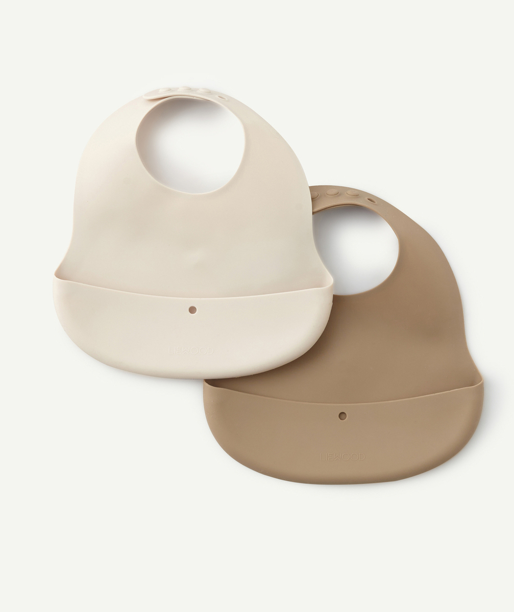 LIEWOODLOT DE 2 BAVOIRS EN SILICONE EMBER BEIGES