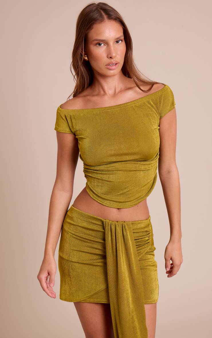 Vert Olive Haut Texturé Bardot