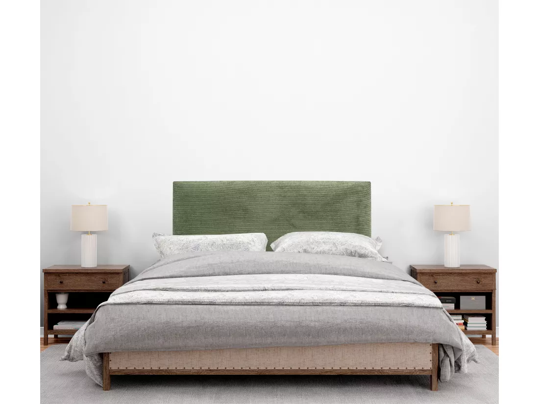 DHOME Tête de Lit Velours Côtelé Uni 95x50 Lits 80/90 - Vert Jungle