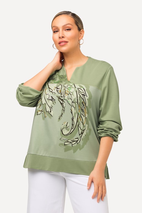 Sweatshirt, Metallic-Ziernaht, Stehkragen, Langarm