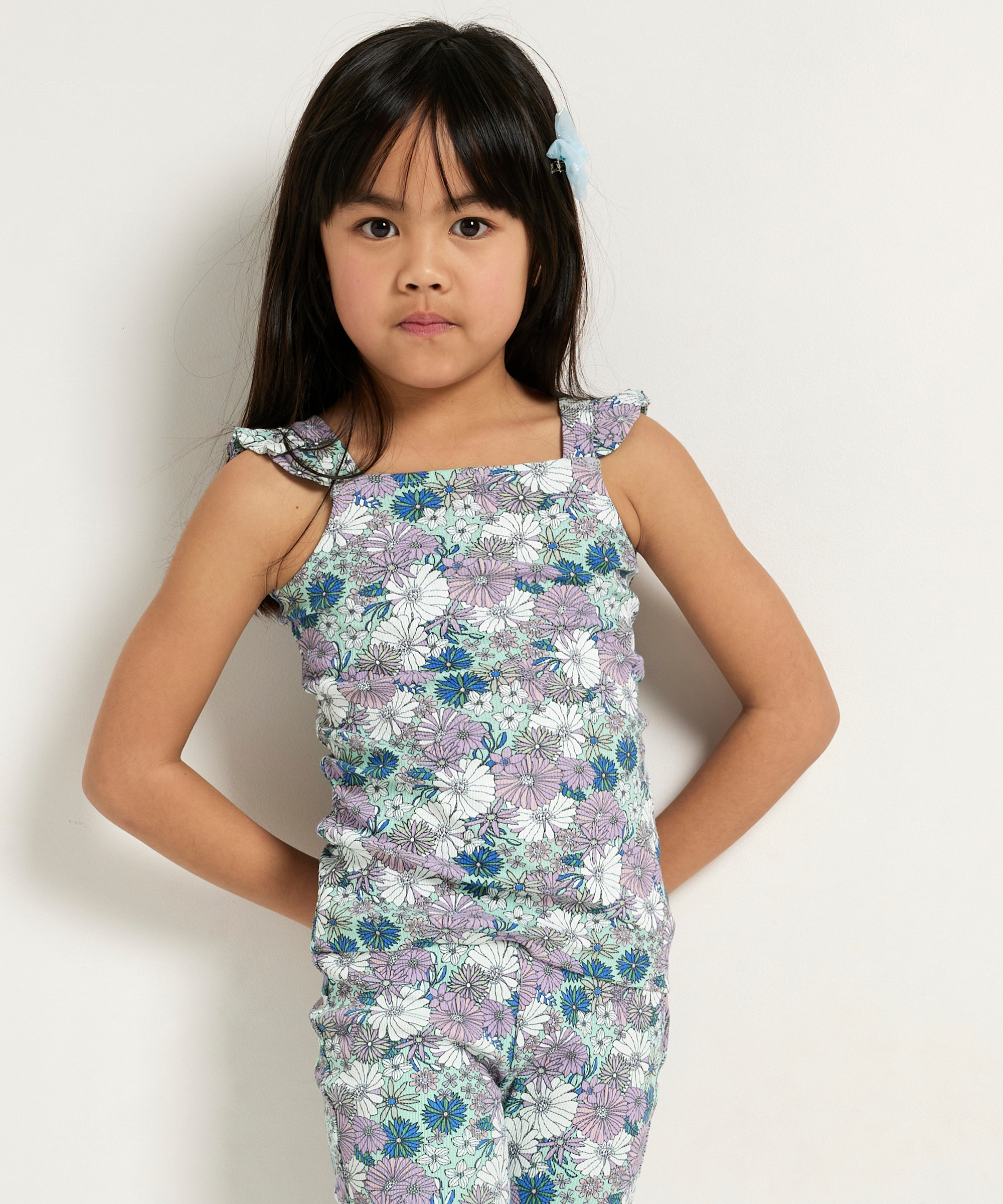 rib singlet met ruchebandjes