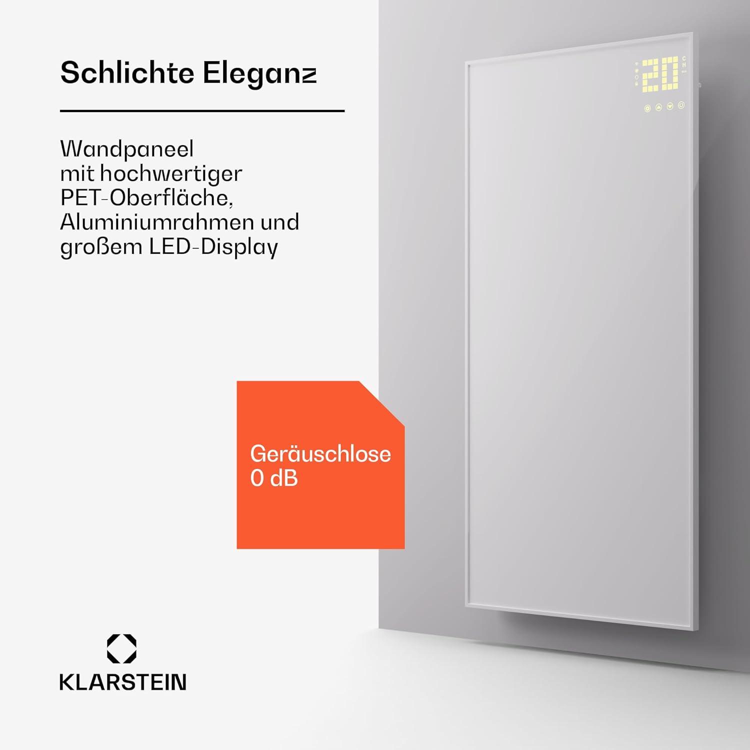 Klarstein Infrarotheizung mit Thermostat, 1200W Elektroheizung, Smart Home Infrarotheizung zur Wandmontage, IR mit App-Steuerung & Erkennung Offener Fenster, Effizienter Feuchtraum Heizkörper CO2-Frei