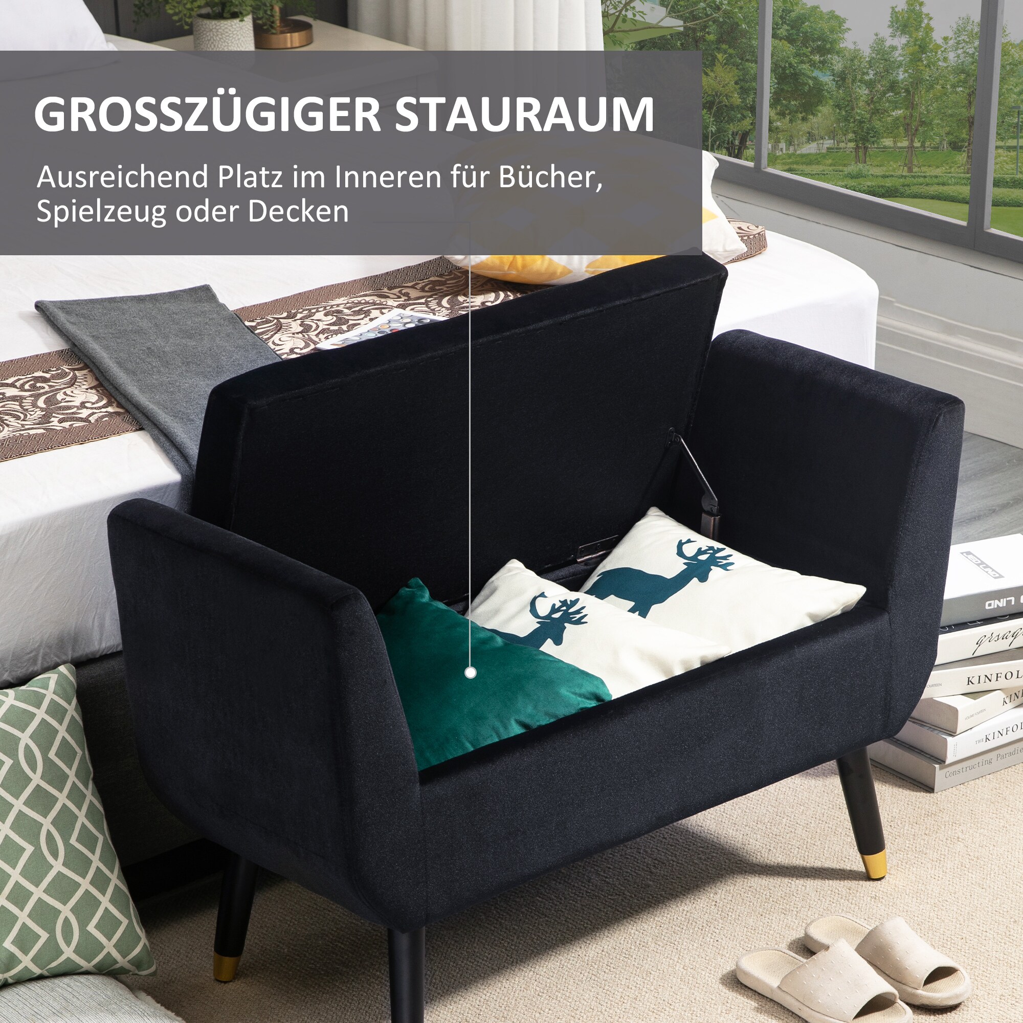 HOMCOM Sitzbank mit Stauraum 107B x 42T x 65H cm