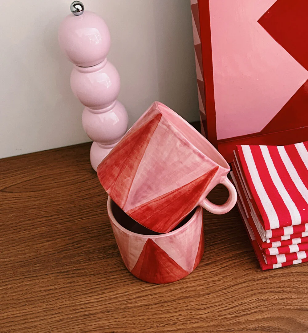 Anna + Nina  Diamond Candy Cane keramik kop - Multicolor