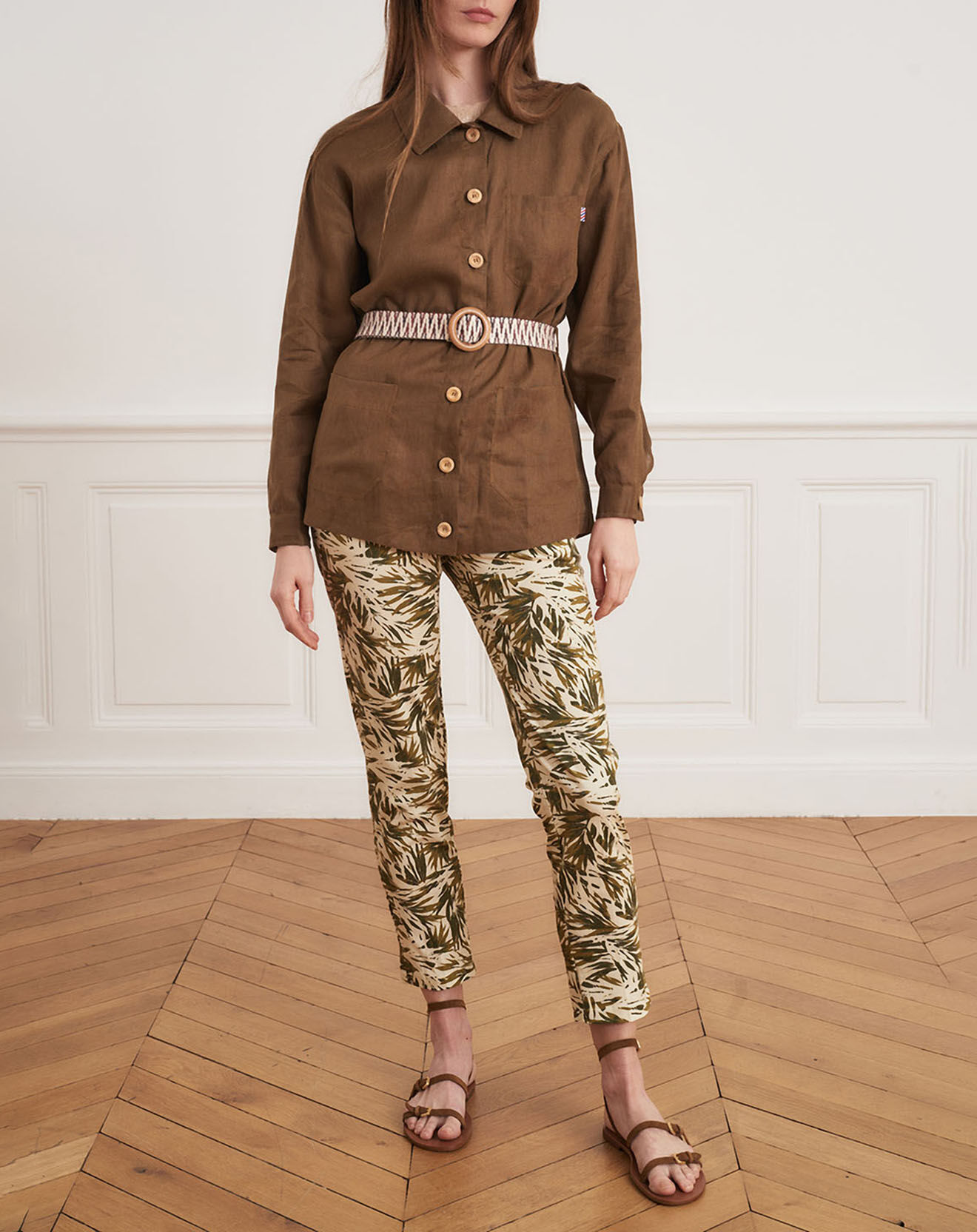 La Petite Francaise Veste 100% Lin Vera kaki