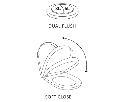 Differentieel WC-combinatieset, diepspoeltoilet met rand, glanzend wit met coating, met toiletzitting 38.500.02