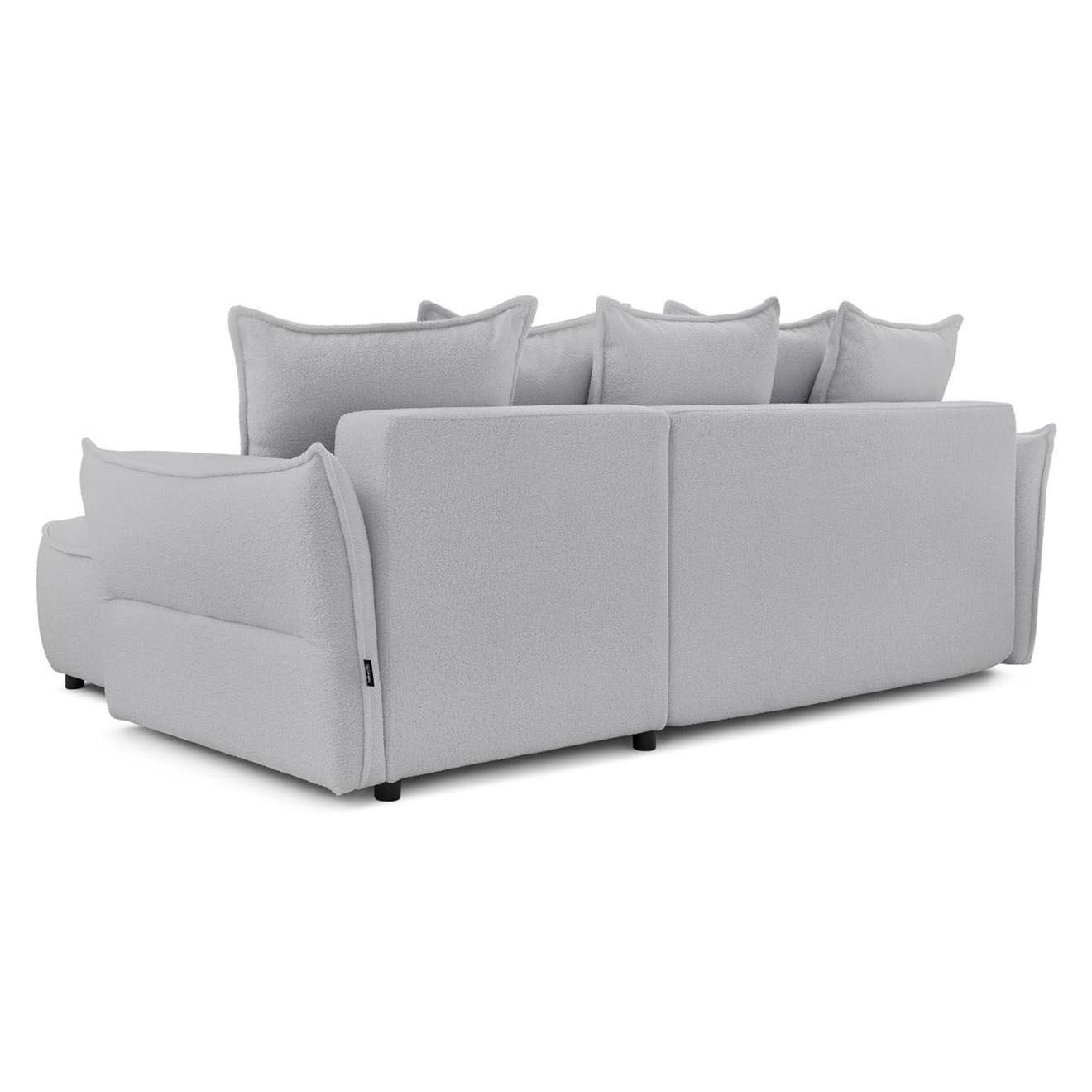 Bobochic Canapé d'angle droit convertible bouclette Léon gris clair - 242x158x90 cm