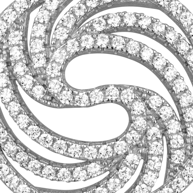Pendentif Cercle en Argentorné de 137 Cristaux Swarovski Cubic Zirconia Blancs