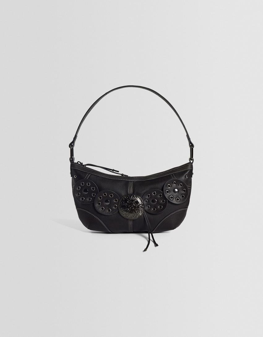Bolsa de ombro com detalhe de efeito desbotado