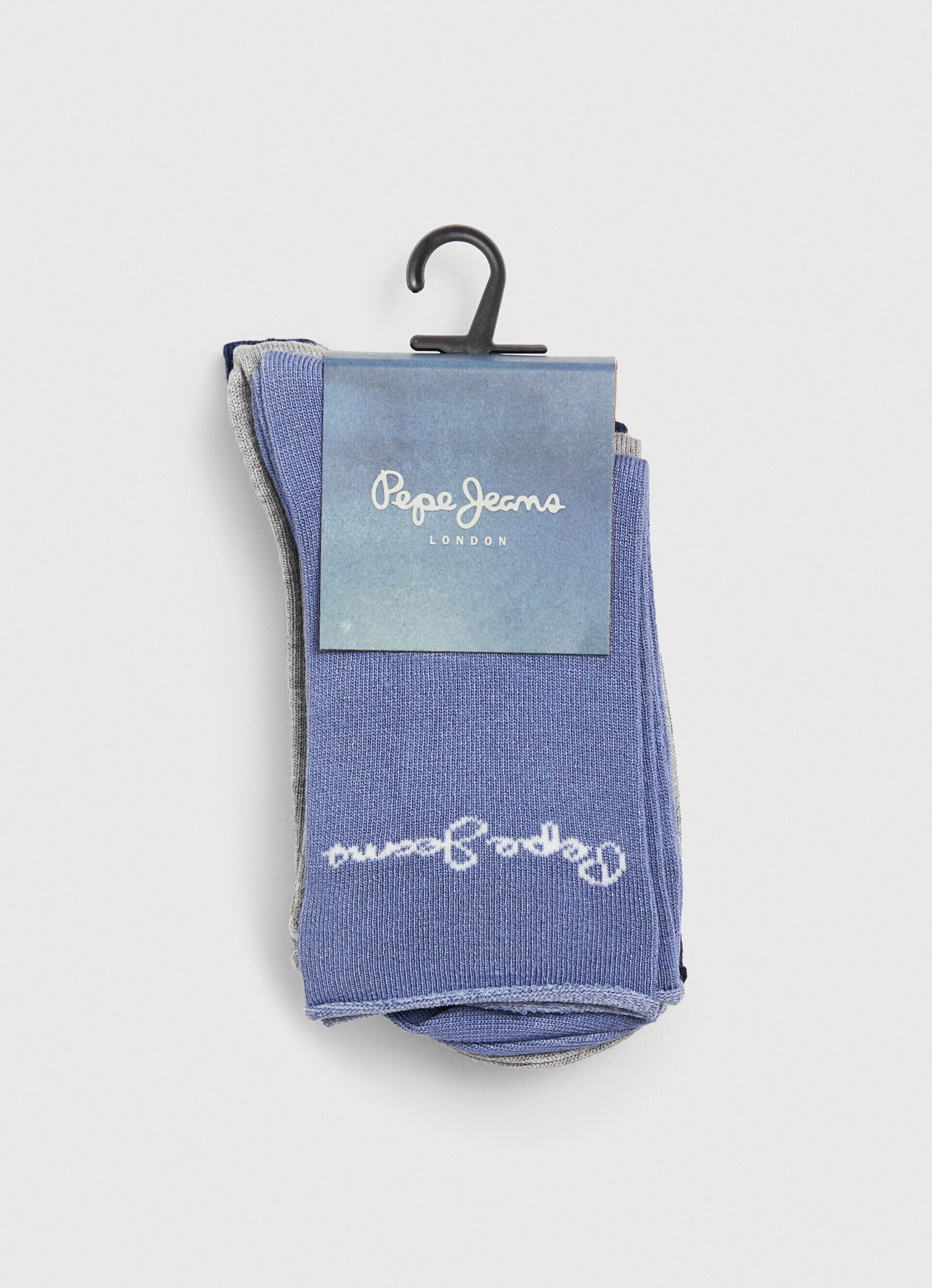Conjunto de 3 meias lisas com logotipo - azul marinho 37