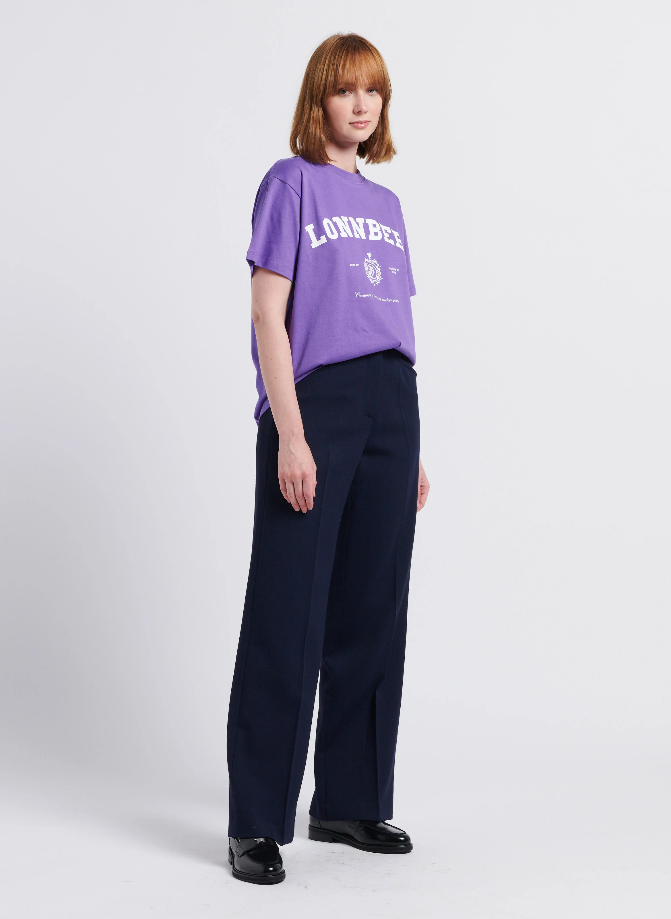 DREW - Pantalon large en laine vierge mélangée | Bleu
