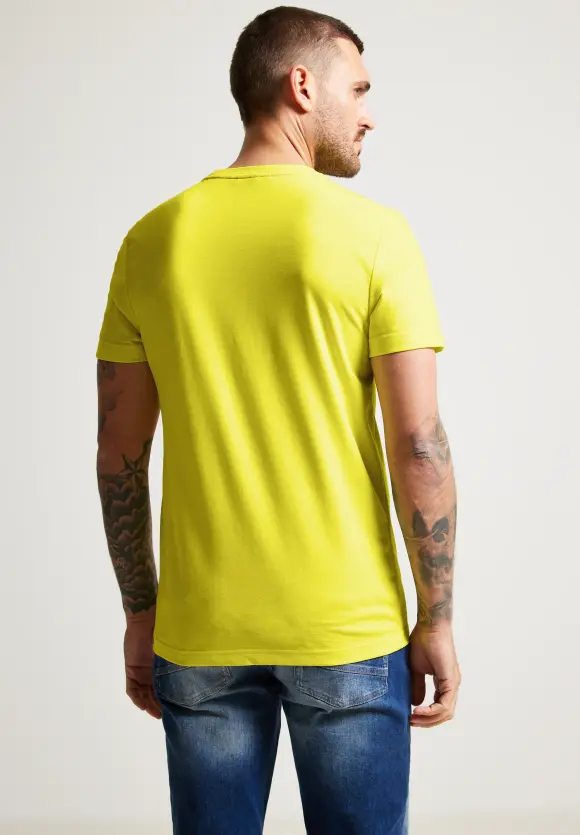 Basic T-Shirt in Unifarbe - lemon yellow