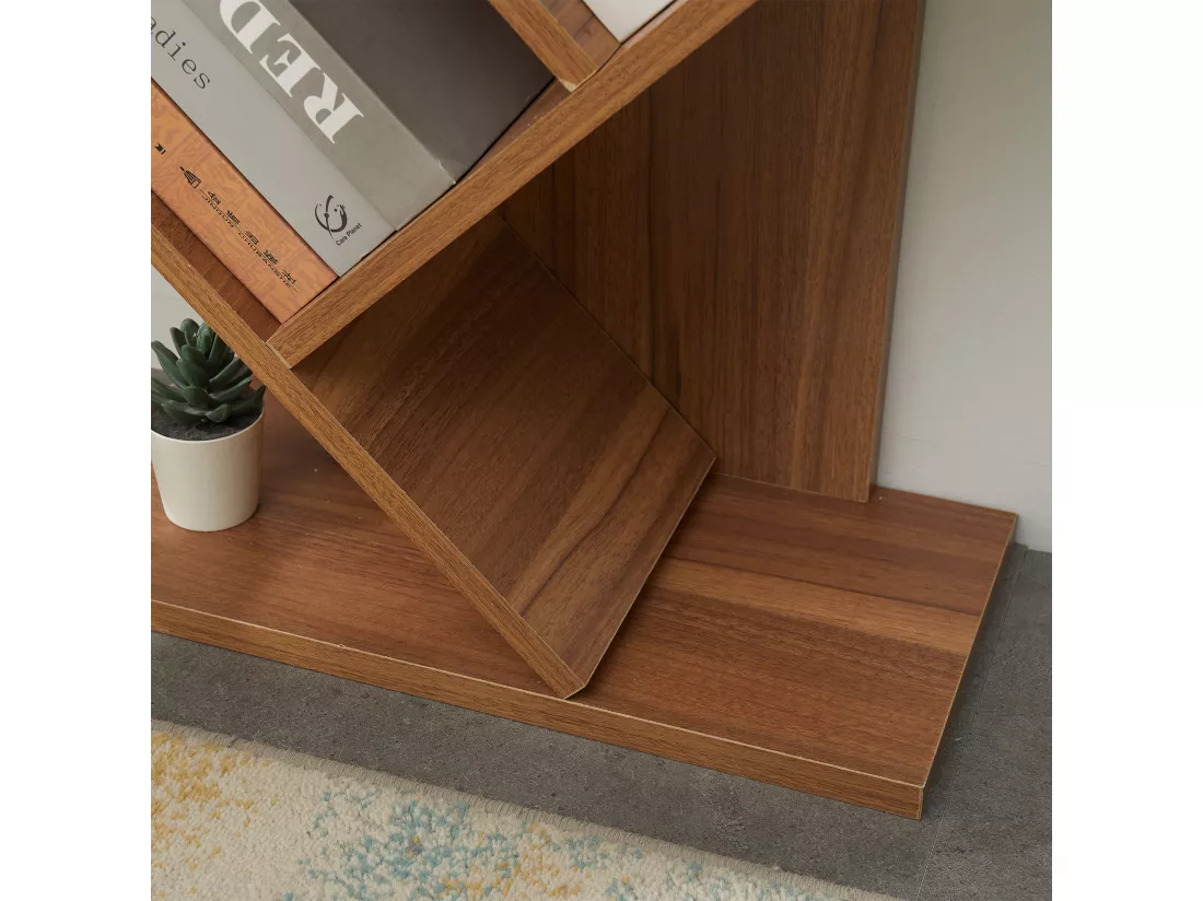 Bibliothèque Etagère 10 Etagères Bois Marron Moderne 160x44,5x22