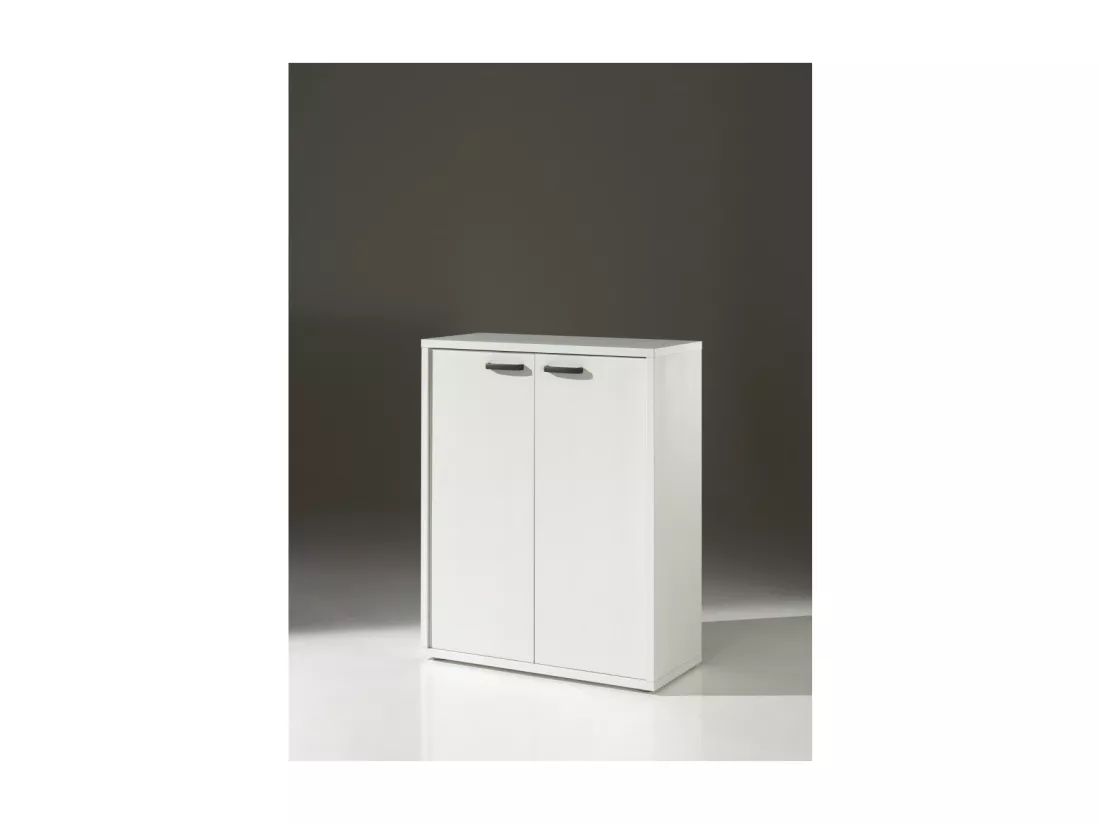 Rangement Bureau – Meuble 2 Portes Blanc Mat – Collection SOON – Meublorama