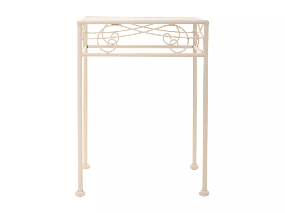 Lot de 3 cache-pots en fer forgé blanc 28x28x28h-23x23x33h-18x18x28h cm