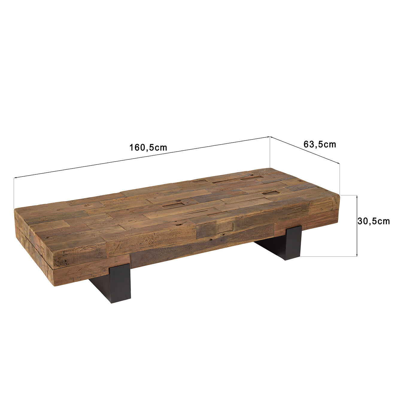 Macabane Table basse poutres bois massif Leonce bois - 160.5x63.5x30.5 cm