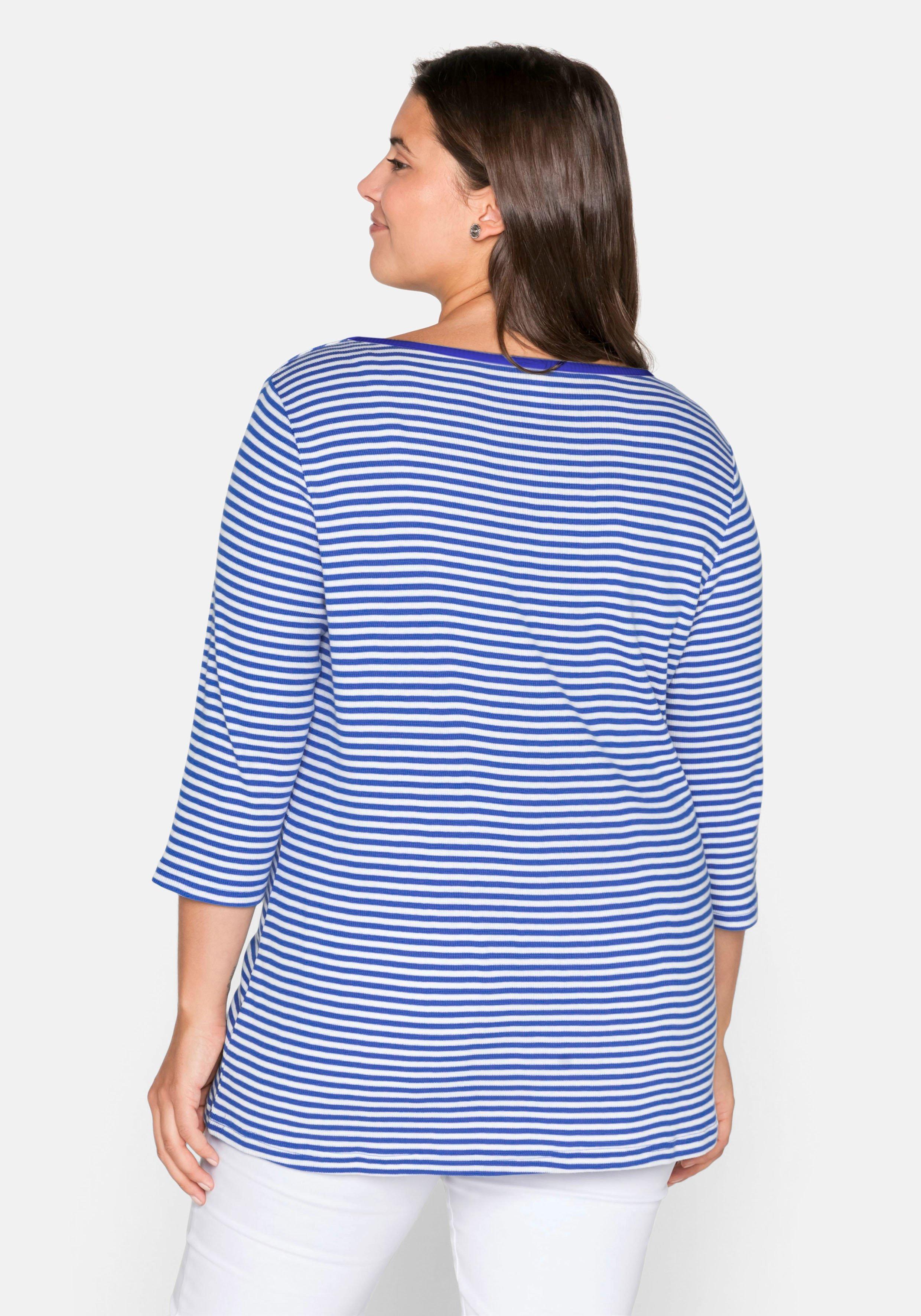 3/4-Arm-Shirt mit garngefärbten Ringeln