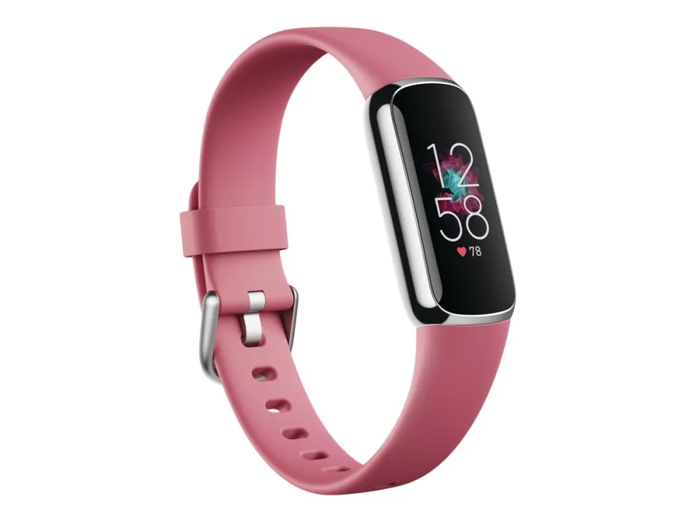 Fitbit Luxe - Platin - aktivitetssporer med bånd - silikone - orkide - båndstørrelse: S/L - Bluetooth