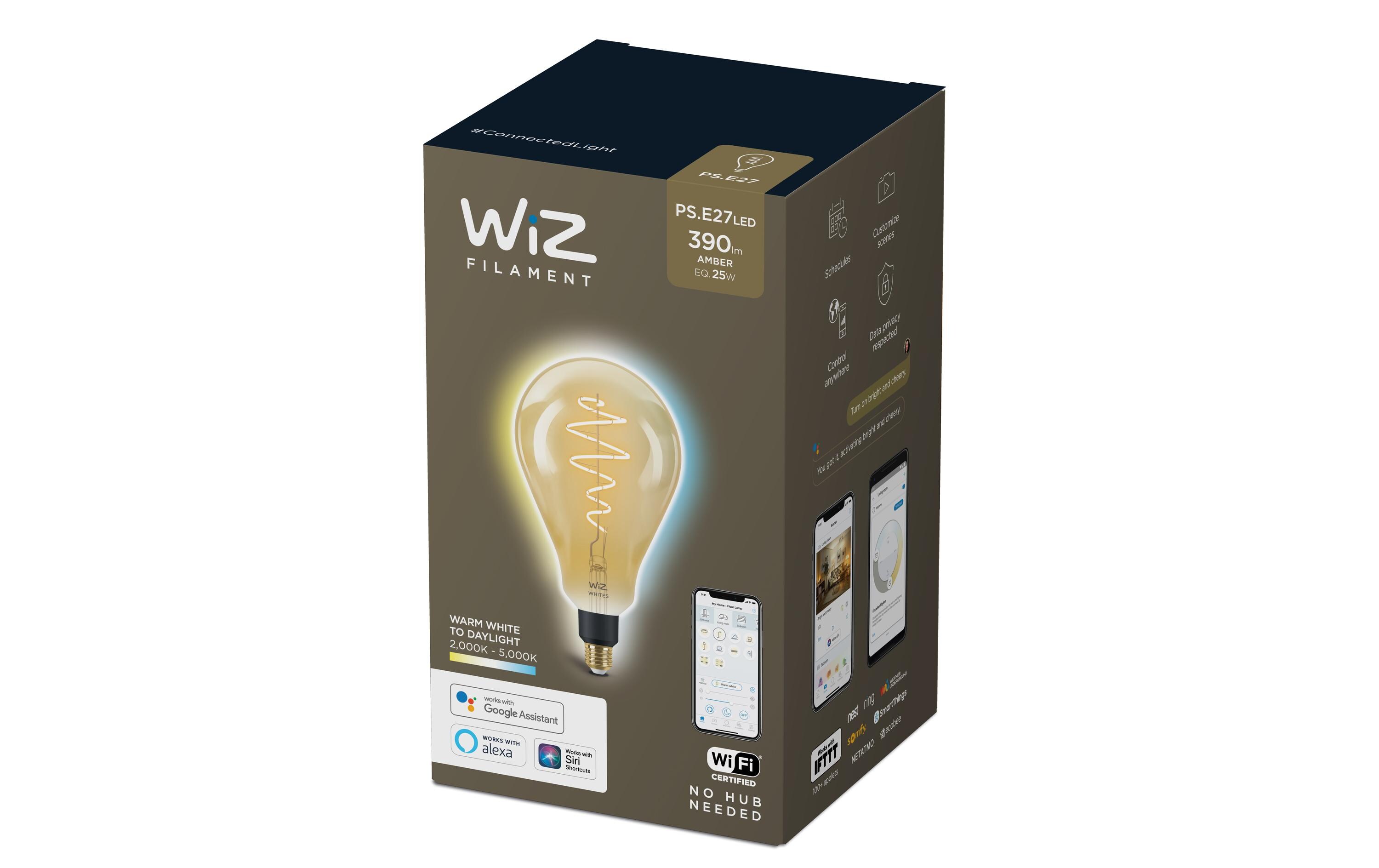 Leuchtmittel Vintage PS160 E27 6.5 W, 2000-5000 KÜber Bluetooth und WLAN steuerbares Filament-Leuchtmittel