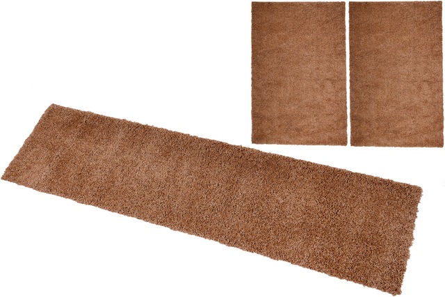 Bruno Banani Bettumrandung »Shaggy Soft« Höhe 30 mm 3 Stk. tlg. gewebt, Uni-Farben, besonders weich, Bettvorleger, Läufer-Set