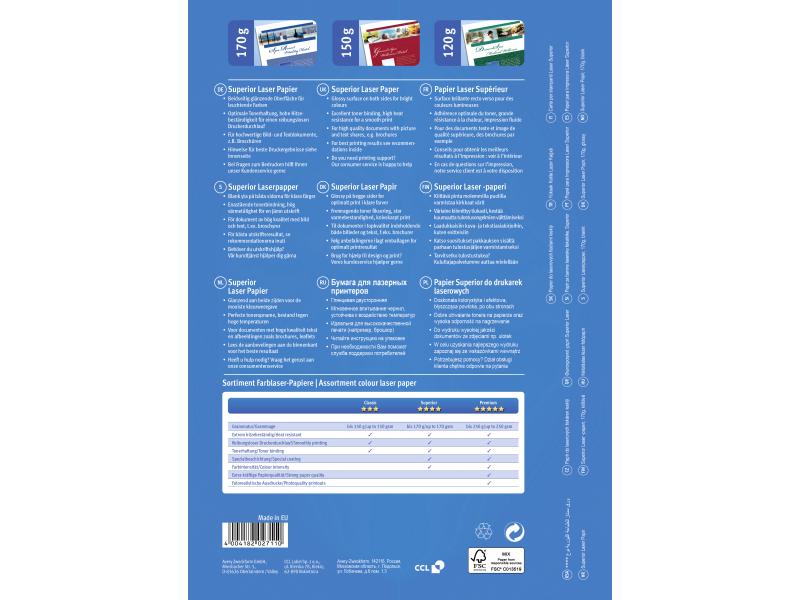 Avery Zweckform Fotopapier Colour Laser A4 170 g/m² 150 Stü Fotopapier, Weiss