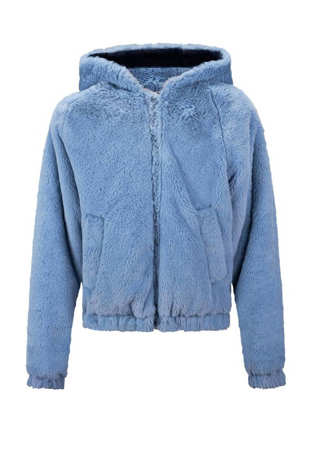 Retour Jeans reversible imitatiebont winterjas Mia donkerblauw/lichtblauw
