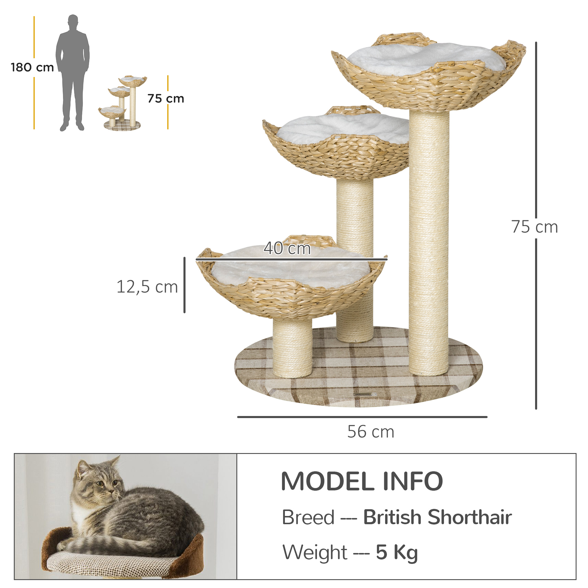 Árvore arranhadora para gatos PawHut