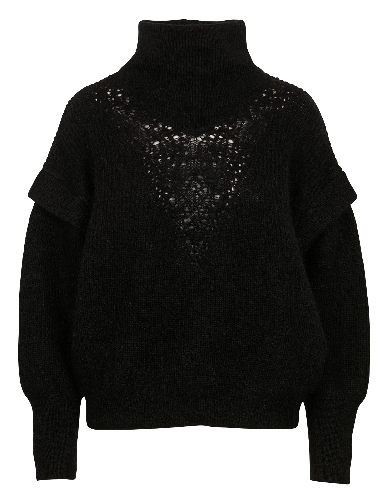 ELISABETH - Pull ample ajouré en laine mélangée | Noir