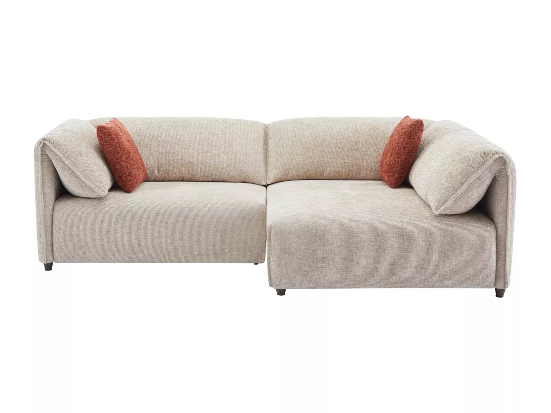 Canapé angle droit en tissu texturé beige LOUSOPA de Maison Céphy