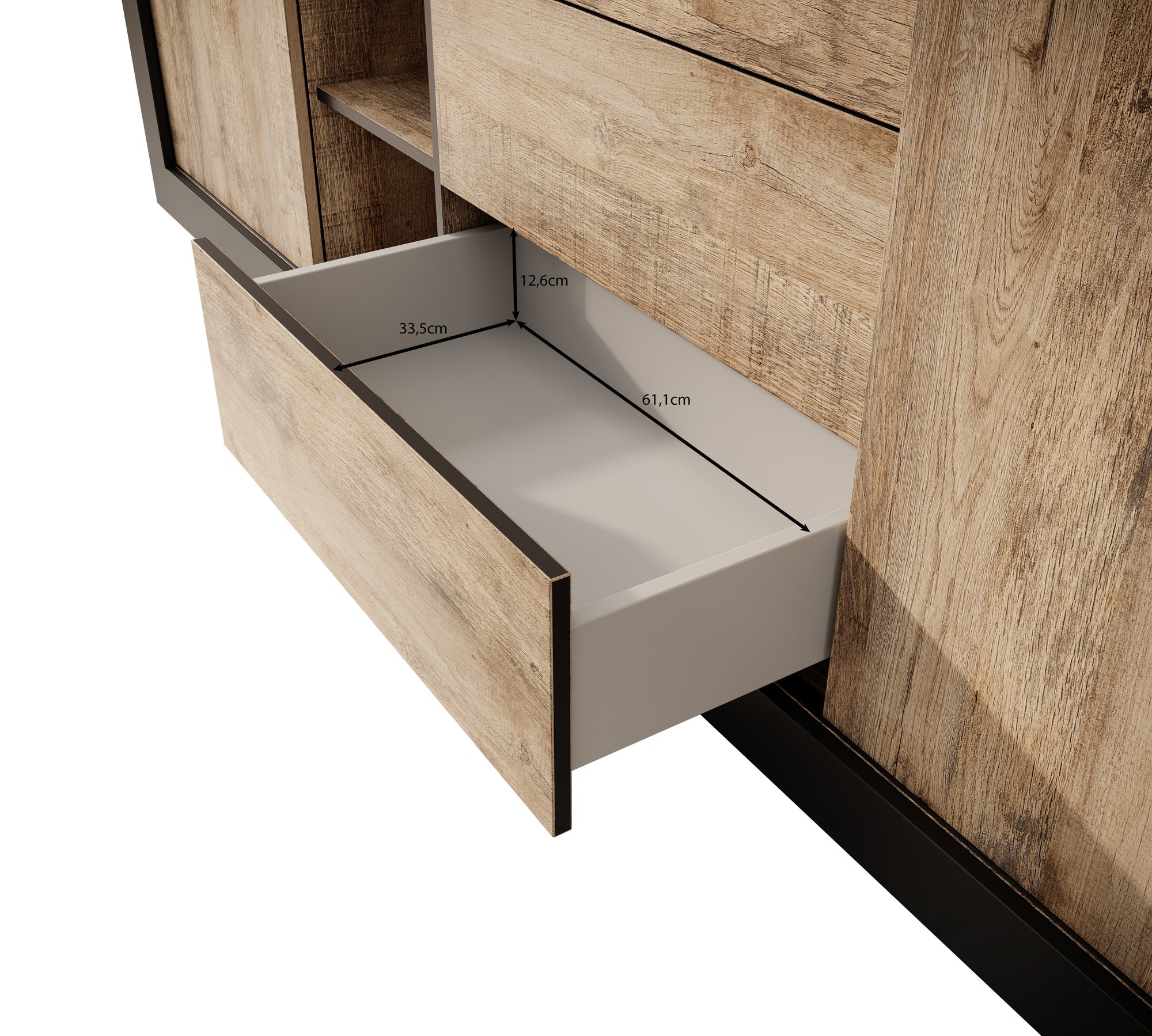 Meubella - Dressoir Trinidad - Eiken - 220 cm