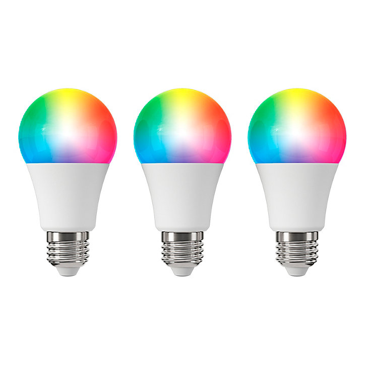 3 ampoules LED connectées Myko E27 A60 standard 806lm=60W variation de blancs et couleurs Jacobsen blanc