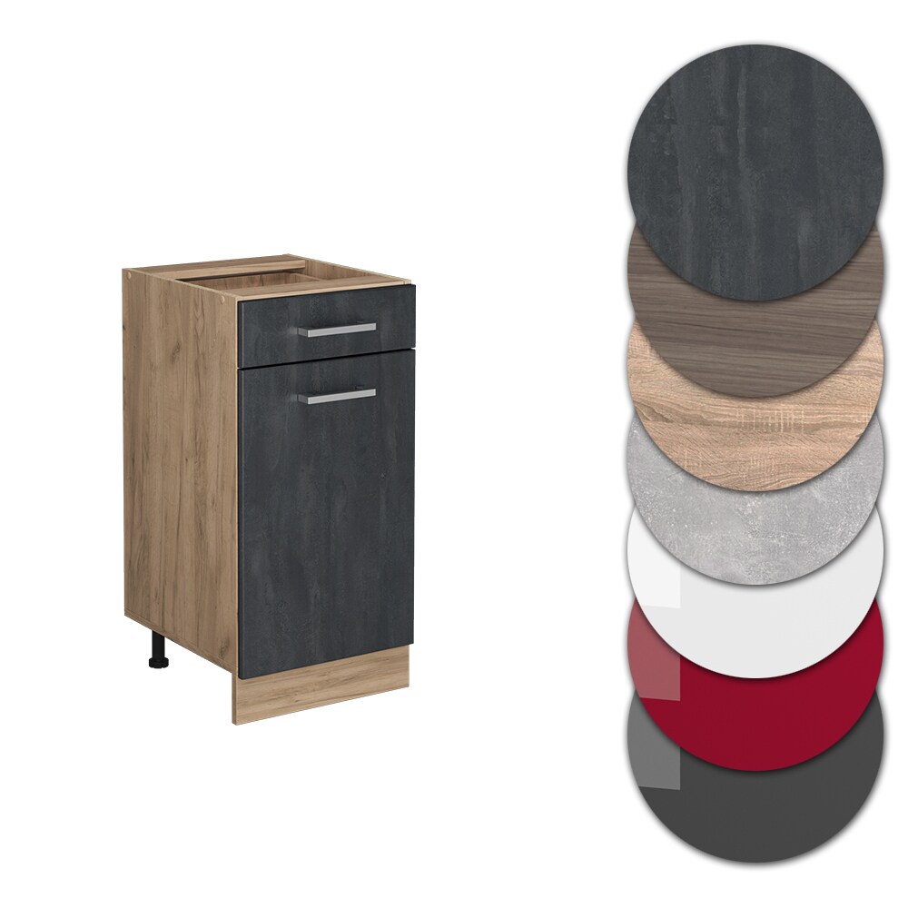 Vicco Schubunterschrank R-Line Schwarz Beton Eiche 40 cm ohne Arbeitsplatte
