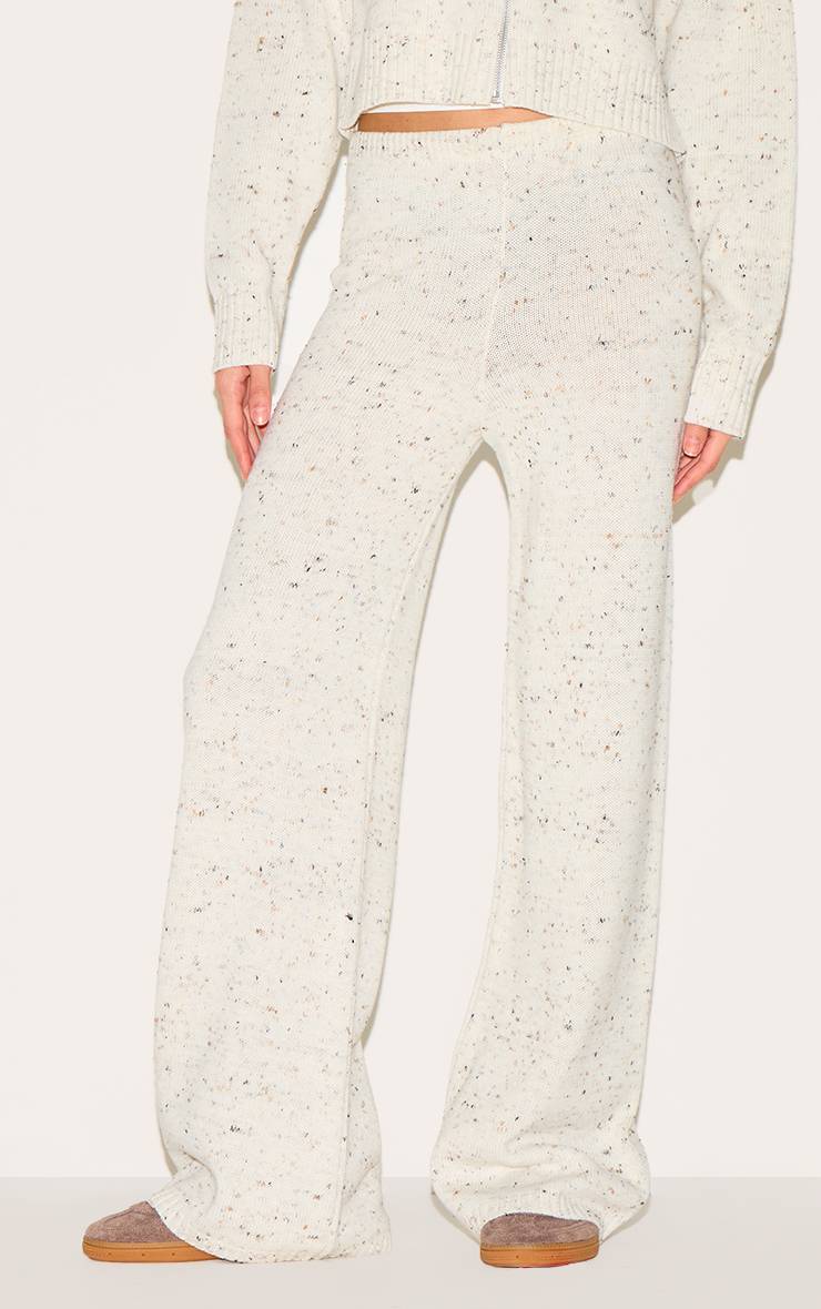 Crème Pantalon Tricoté Chiné