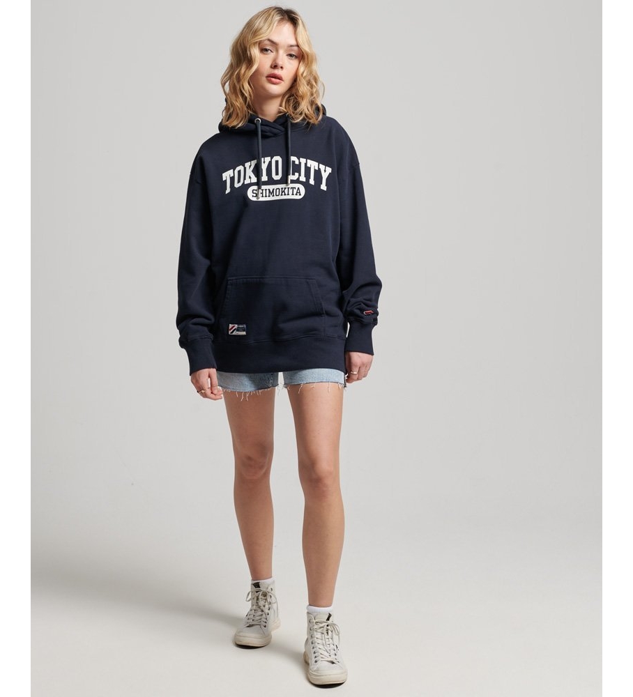Superdry City College Navy Oversized Hoodie