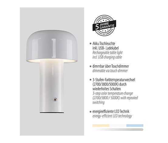 Paul Neuhaus LED-Akku-Tischleuchte »Agnes«, 2er-Set, weiß