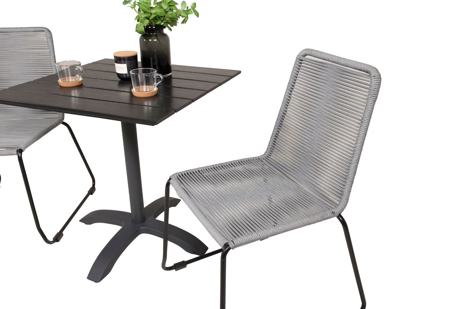Colorado70*70 tuinset: tafel (70x70cm) en 2 stoelen, Lindos, zwart. 70 x 70 x 74 cm