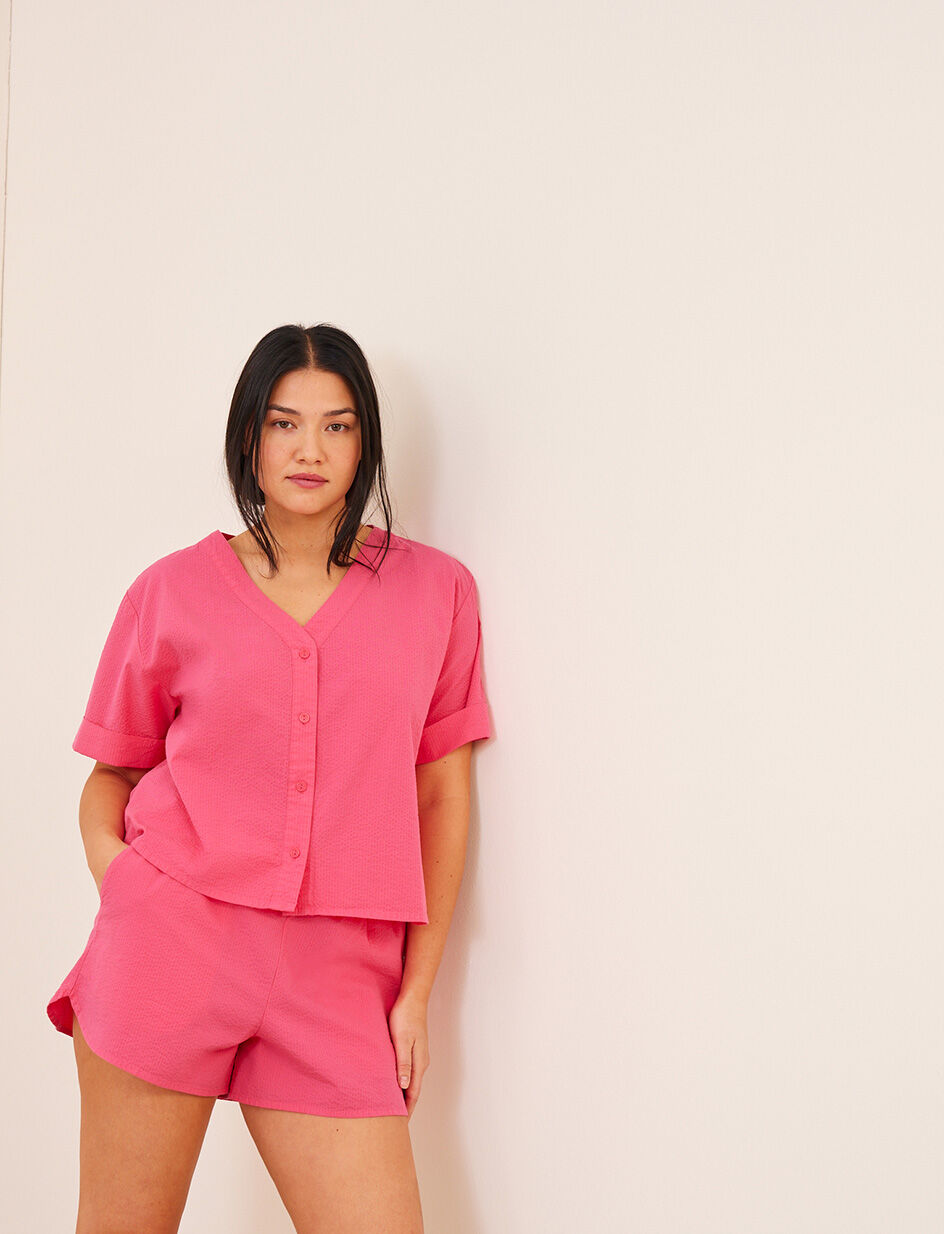 Chemise manches courtes - rose magenta