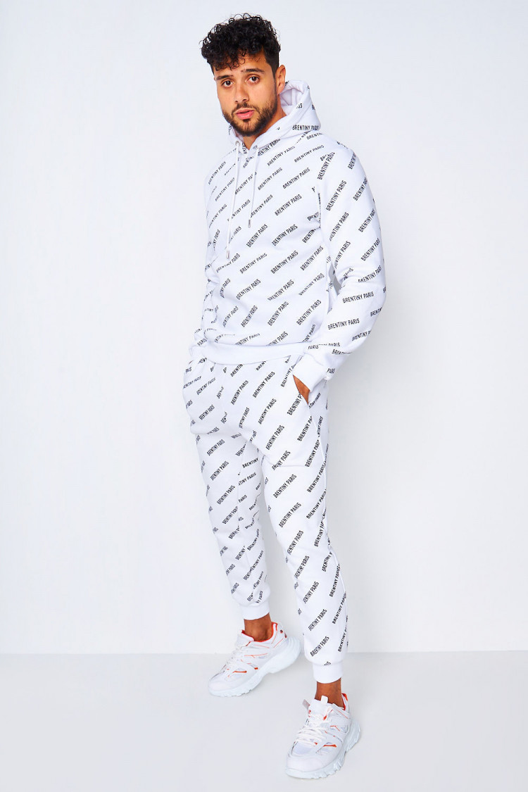 Ensemble blanc sweat + jogging imprimé Brentiny