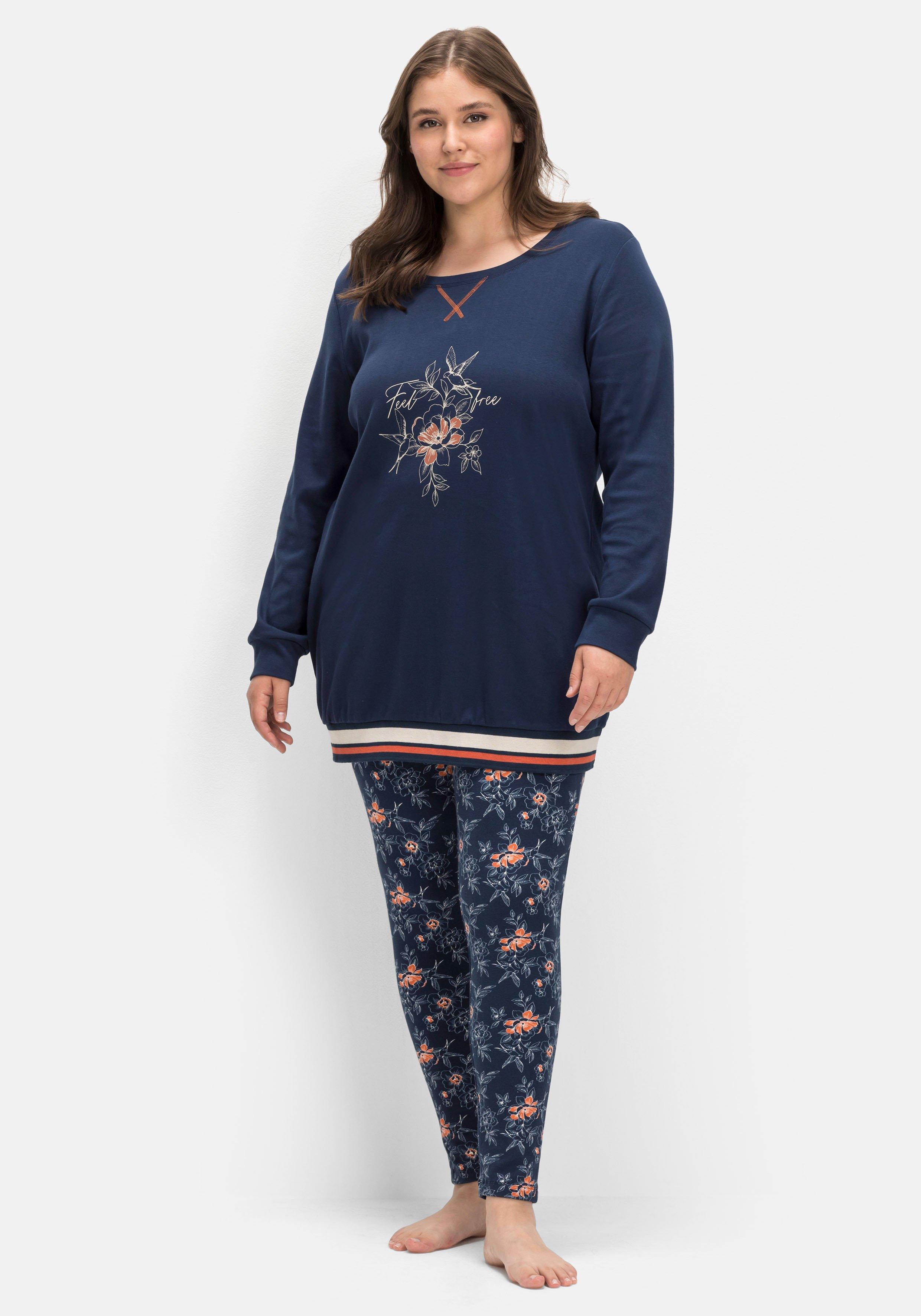 Relax-Sweatshirt in Longform mit floralem Druck