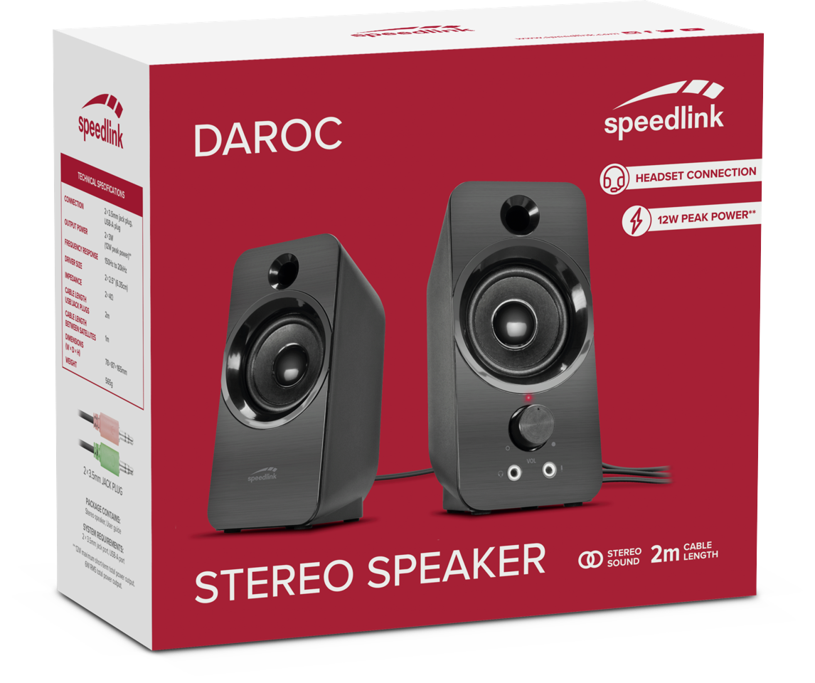 Speedlink - DAROC Stereo Højttaler, sort