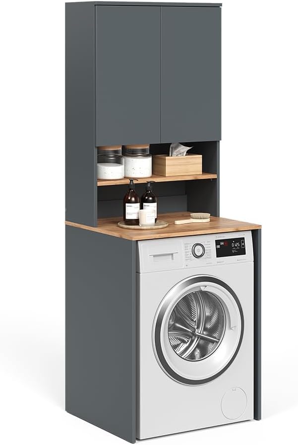 Vicco Waschmaschinenschrank Anthrazit/Goldkraft Eiche Viktor 68x88x60 cm - Badezimmerschrank für die Waschmaschine, Zusätzlicher Stauraum oberhalb des Geräts für Waschmittel & Zubehör